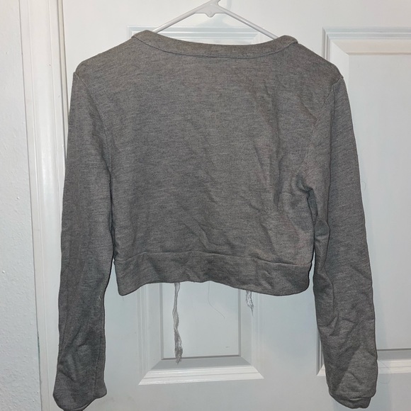 Cropped Tie Up Crew Neck - Picture 2 of 2